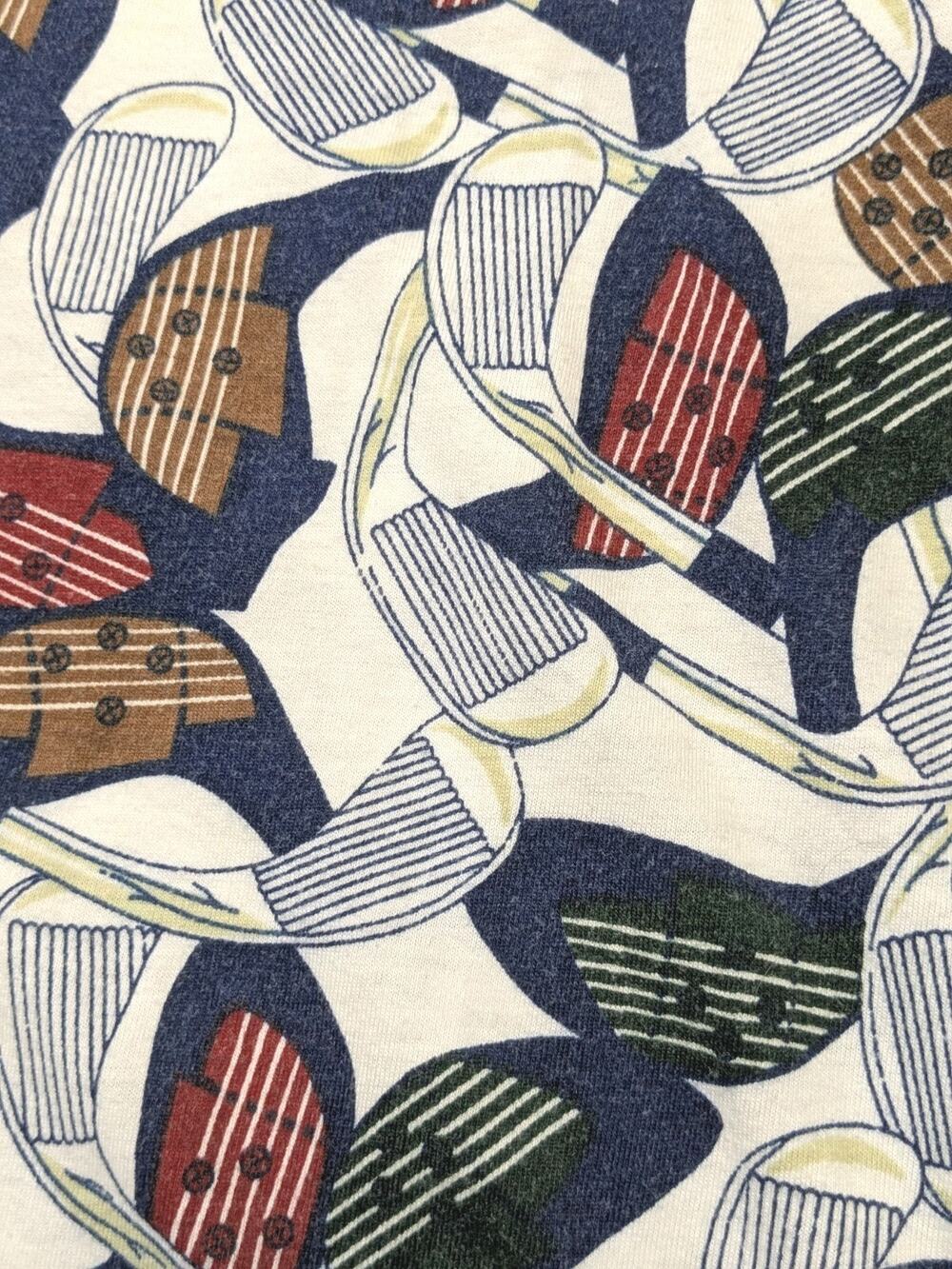 Vintage Van Heusen Mens Large Polo 90s Golf Retro All Over Print Clubs Caddy